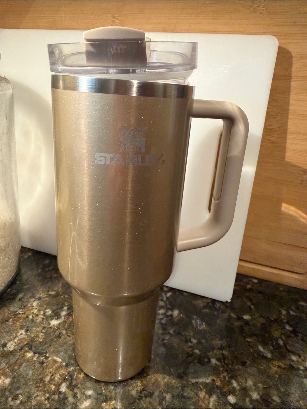 Stanley Metallic Gold Travel Mug with Handle and Clear Lid